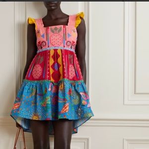 FARM RIO Color Block Embroidered Mini Dress